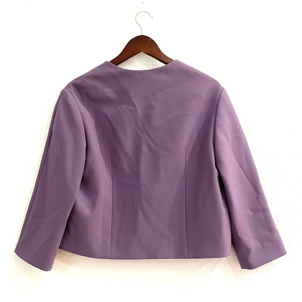 NWT Hugo Boss Purple Mauve Cropped Collarless Blazer Jacket Sz. 12 - Picture 8 of 12